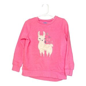 Pink LLama Holiday Christmas Sweater Girls Size 4 Lightning Bug NWT Soft